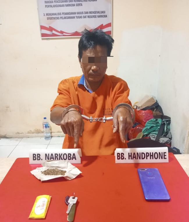 Satresnarkoba Polres Kampar Tangkap Pemakai Daun Ganja Kering di Salo