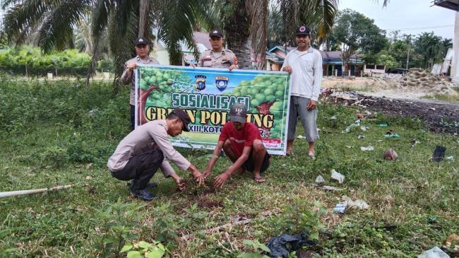 Kapolsek XIII Koto Kampar Ajak Warga Batu Bersurat Peduli Lingkungan Lewat Green Policing
