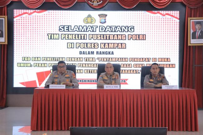 Polres Kampar Dukung Penelitian Puslitbang soal Penanganan Unjuk Rasa
